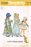 1970s Vintage Simplicity Sewing Pattern 5996 Holly Hobby Dress & Bonnet Sz 2