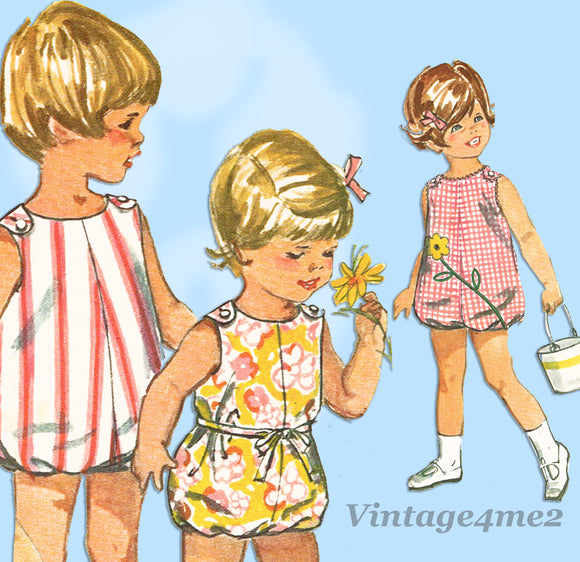 1960s Vintage Simplicity Sewing Pattern 6036 Uncut Baby Girls Bubble Romper Size 1