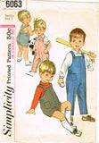 1960s Vintage Simplicity Sewing Pattern 6063 Toddlers Romper or Overalls Size 3
