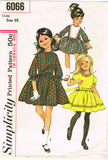 1960s Vintage Simplicity Sewing Pattern 6066 Cute Toddler Girls Dress Size 6x