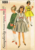 1960s Vintage Simplicity Sewing Pattern 6069 Sweet Uncut Girls Dress Size 8