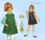 1960s Vintage Simplicity Sewing Pattern 6113 Easy Toddler Girls Jiffy Dress Size 2