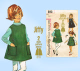1960s Vintage Simplicity Sewing Pattern 6113 Easy Toddler Girls Jiffy Dress Size 2