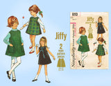 1960s Vintage Simplicity Sewing Pattern 6113 Easy Toddler Girls Jiffy Dress Size 2