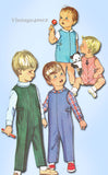 1960s Vintage Simplicity Sewing Pattern 6157 Toddlers Romper or Overalls Size 2