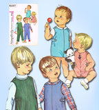 1960s Vintage Simplicity Sewing Pattern 6157 Toddlers Romper or Overalls Size 2