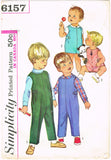 1960s Vintage Simplicity Sewing Pattern 6157 Toddlers Romper or Overalls Size 2