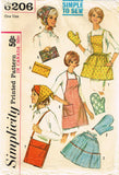 1960s Original Vintage Simplicity Sewing Pattern 6206 Cute Apron & Potholder Set