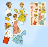 1960s Original Vintage Simplicity Sewing Pattern 6206 Cute Apron & Potholder Set