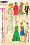 1960s Vintage Simplicity Sewing Pattern 6208 ORIG 11.5 Inch Barbie Doll Clothes