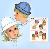 1960s Vintage Simplicity Sewing Pattern 6274 Cute Toddler Girls Hat Sz 21H