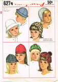 1960s Vintage Simplicity Sewing Pattern 6274 Cute Toddler Girls Hat Sz 21H