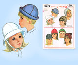 1960s Vintage Simplicity Sewing Pattern 6274 Cute Toddler Girls Hat Sz 21H