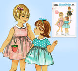 1960s Vintage Simplicity Sewing Pattern 6335 Cute Baby Girls Dress Size 1