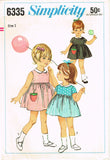 1960s Vintage Simplicity Sewing Pattern 6335 Cute Baby Girls Dress Size 1