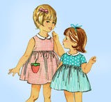 1960s Vintage Simplicity Sewing Pattern 6335 Cute Baby Girls Dress Size 1