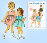 1960s Vintage Simplicity Sewing Pattern 6335 Cute Baby Girls Dress Size 1