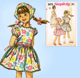 1960s Vintage Simplicity Sewing Pattern 6474 Toddler Girls Dress Size 3