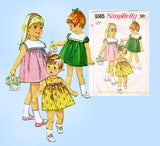 1960s Vintage Simplicity Sewing Pattern 6565 Cute Baby Girls High Yoke Dress Sz 1