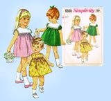 1960s Vintage Simplicity Sewing Pattern 6565 Toddler Girls High Yoke Dress Sz 4