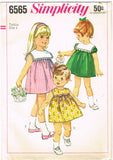 1960s Vintage Simplicity Sewing Pattern 6565 Toddler Girls High Yoke Dress Sz 4