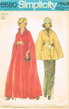 Simplicity 6680: 1970s Uncut Misses Floor Length Cape MED Vintage Sewing Pattern