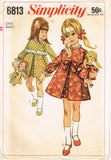 1960s Vintage Simplicity Sewing Pattern 6813 Uncut Girls Dress w Doll Sz 5
