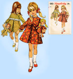 1960s Vintage Simplicity Sewing Pattern 6813 Uncut Girls Dress w Doll Sz 5
