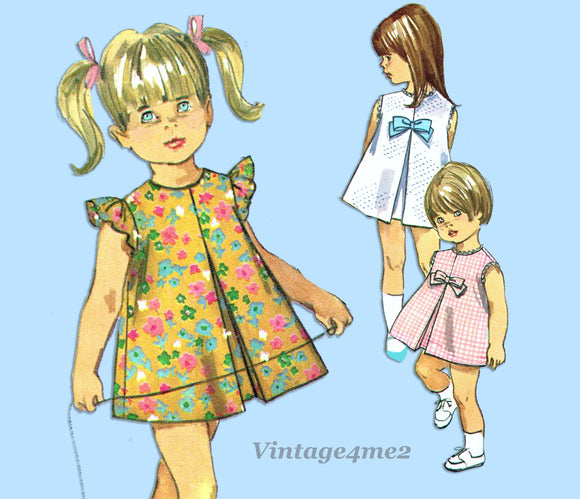 1960s Vintage Simplicity Sewing Pattern 6950 Baby Girls Jiffy Dress Sz 1