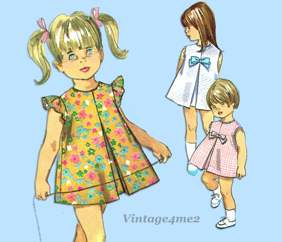 1960s Vintage Simplicity Sewing Pattern 6950 Baby Girls Jiffy Dress Sz 1