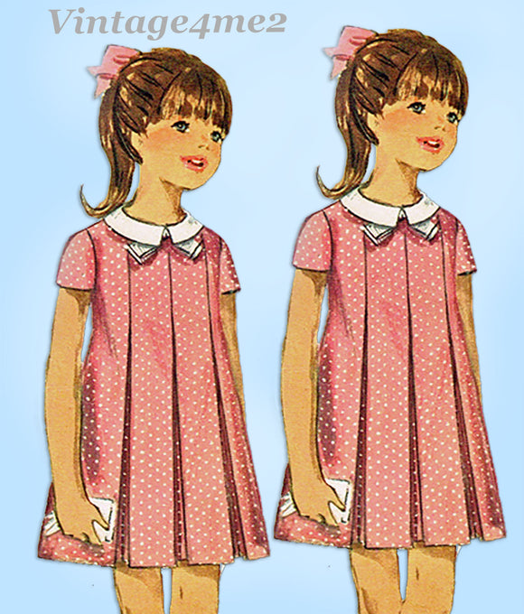 1960s Vintage Simplicity Sewing Pattern 7035 Uncut Toddler Girls Dress Size 6