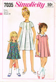 1960s Vintage Simplicity Sewing Pattern 7035 Uncut Toddler Girls Dress Size 6