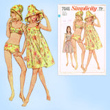 1960s Vintage Simplicity Sewing Pattern 7046 Misses Bathing Suit & Sun Hat Sz 33 B