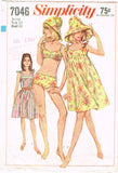 1960s Vintage Simplicity Sewing Pattern 7046 Misses Bathing Suit & Sun Hat Sz 33 B