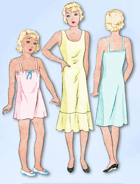 1930s Vintage Simplicity Sewing Pattern 7052 Little Girls Slip Set Size 12 30 B