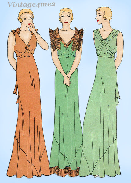 Simplicity 7120: 1930s Stunning Misses Bias Cut Gown 32 B Vintage Sewing Pattern