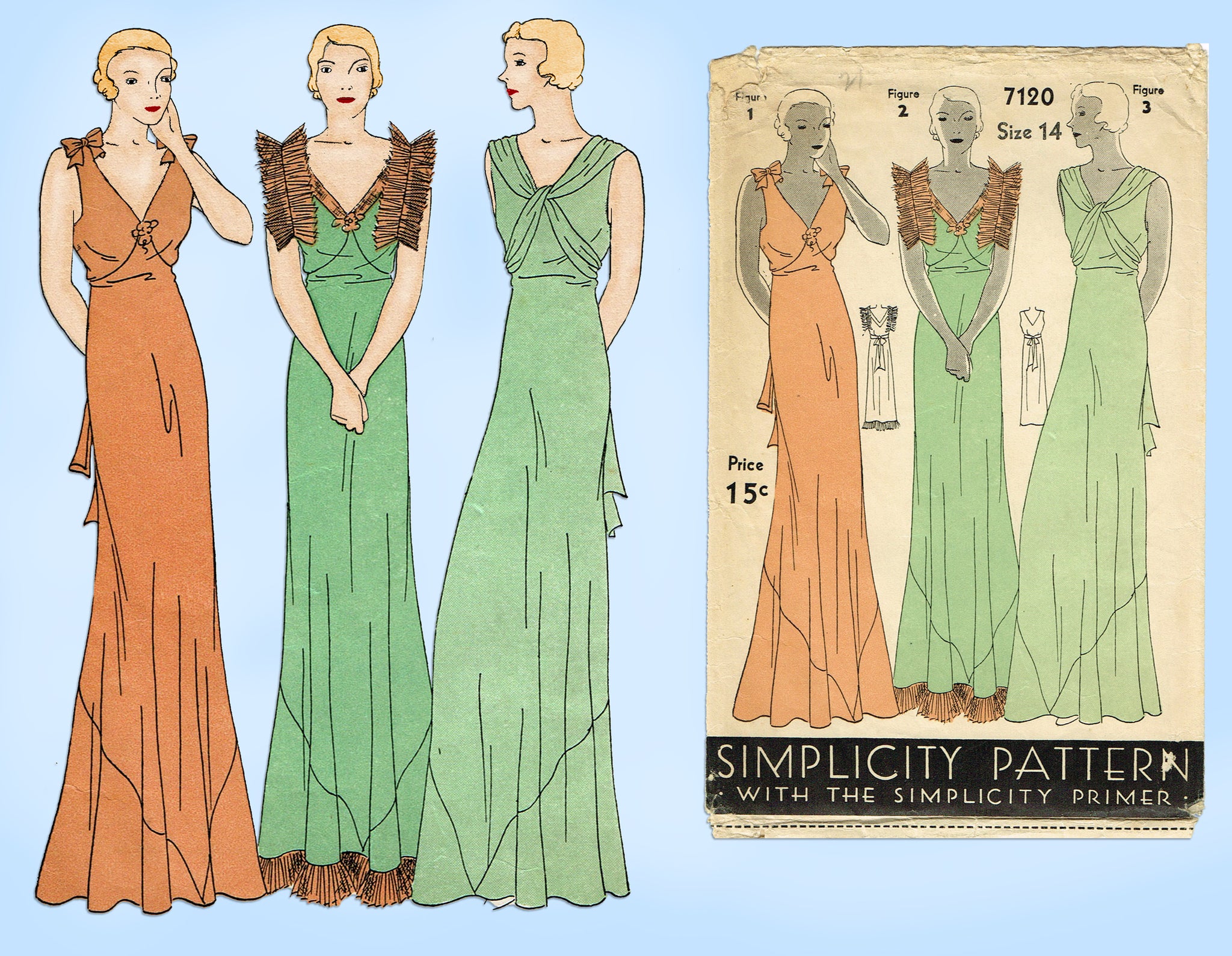 Simplicity 7120: 1930s Stunning Misses Bias Cut Gown 32 B Vintage Sewi Vintage4me2 Simplicity 7120: 1930s Stunning Misses Bias Cut Gown 32 B Vintage Sewi Vintage4me2