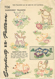 1940s VTG Simplicity Embroidery Transfer 7136 Uncut Barnyard Animal Baby Motifs