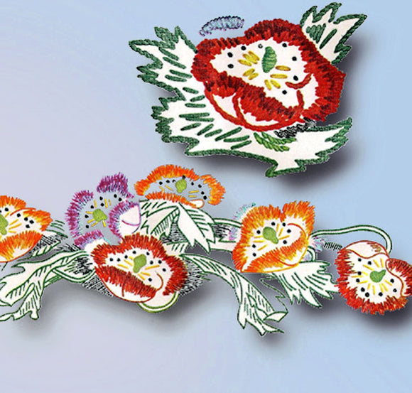 1940s Vintage Simplicity Embroidery Transfer 7156 Uncut Floral Table Linens