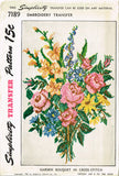 1940s Vintage Simplicity Embroidery Transfer 7189 Uncut Floral Bouquet Picture - Vintage4me2