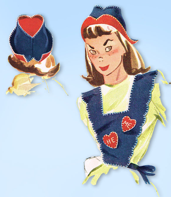 1940s VTG Simplicity Embroidery Transfer 7197 Uncut Hat Bib & Belt Bag Pattern