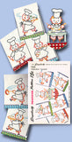 1940s Orig Vintage Simplicity Embroidery Transfer 7219 Uncut French Chef Motifs
