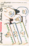 1940s VTG Simplicity Embroidery Transfer 7249 Uncut Baby Bib & Tray Cloth Motifs
