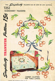 1940s Vintage Simplicity Embroidery Transfer 7252 Uncut Cherry Table Cloth Motif