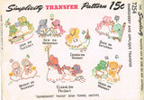 1940s Vintage Simplicity Embroidery Transfer 7254 Uncut Sunbonnet Sue Tea Towels