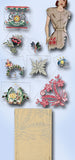 1940s Vintage Simplicity Embroidery Transfer 7288 Uncut Set of Pocket Trims