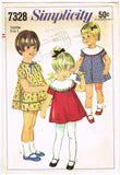 Simplicity 7328: 1960s Cute Toddler Girls Party Dress Vintage Sewing Pattern