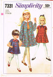 Simplicity 7331: 1960s Toddler Girls A Line Dress Size 6 Vintage Sewing Pattern
