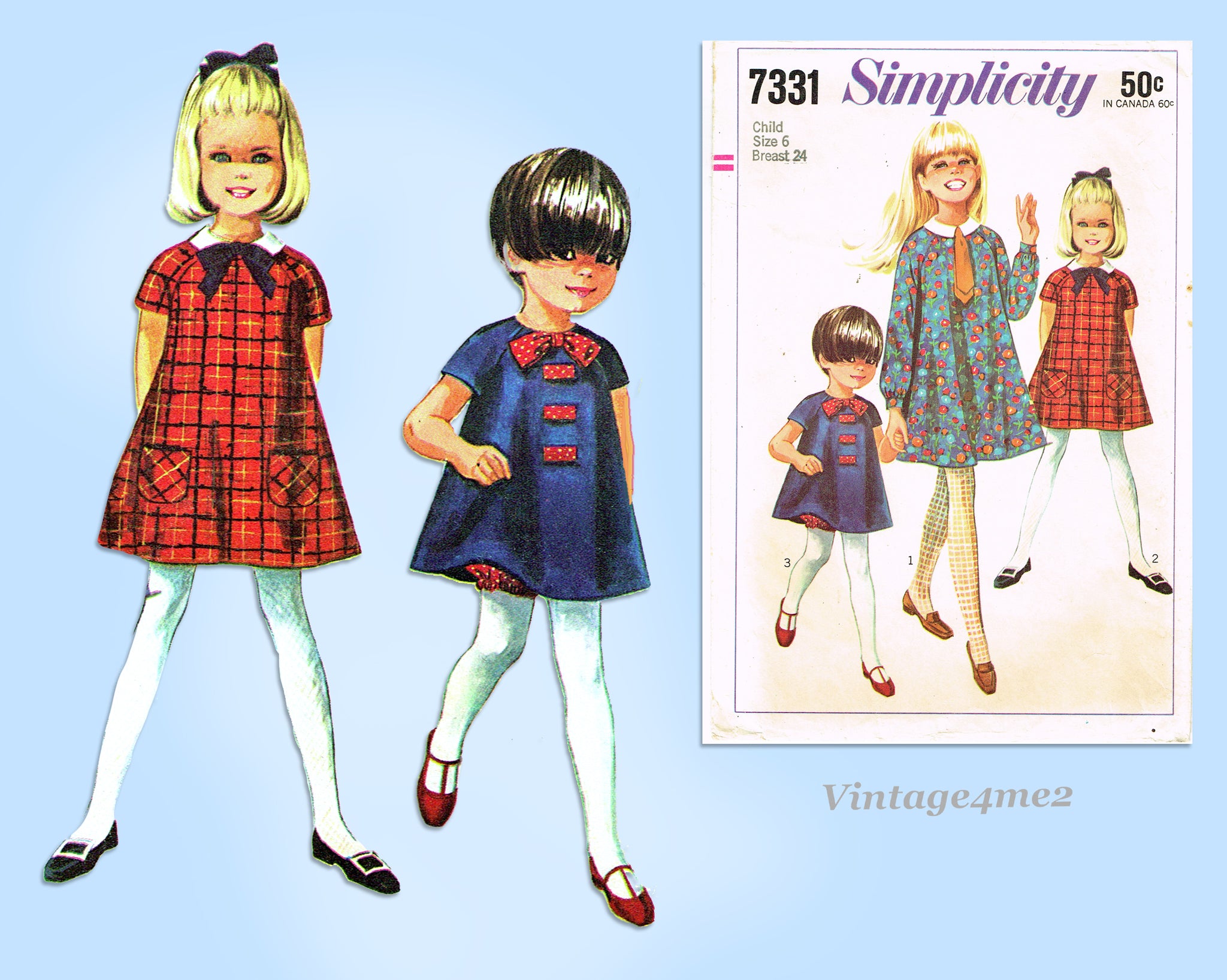 Simplicity 7331: 1960s Toddler Girls A Line Dress Size 6 Vintage Sewin Vintage4me2 Simplicity 7331: 1960s Toddler Girls A Line Dress Size 6 Vintage Sewin Vintage4me2