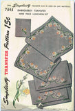 1940s VTG Simplicity Embroidery Transfer 7343 Uncut 9 Piece Floral Luncheon Set